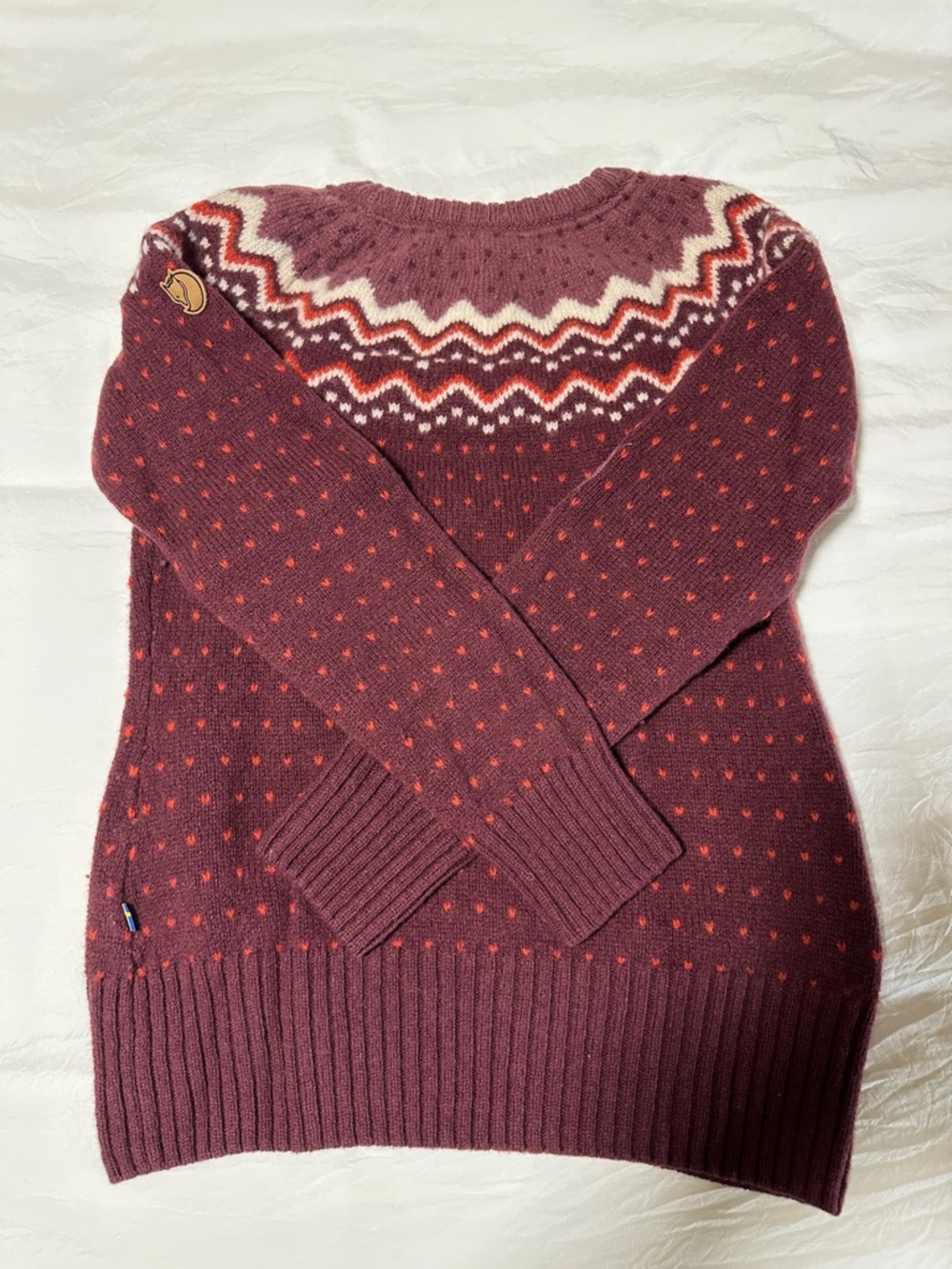 Fjallraven Cozy Knit Sweater in Dusty “Dark Garnet” Burgundy and Plum - Picture 4 of 4